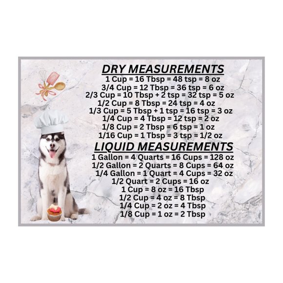 Siberian Husky Dog Measuring Chart Magnet Kitchen Baking Guide - Picture 1 of 1